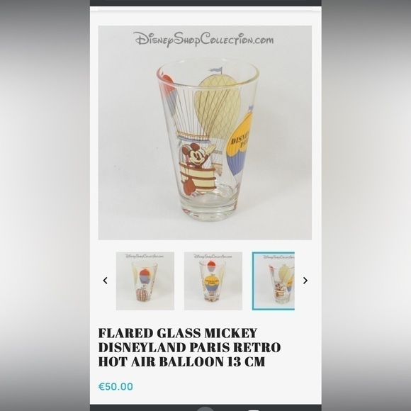 FLARED GLASS MICKEY DISNEYLAND PARIS RETRO HOT AIR BALLOON cups set of TWO - Picture 1 of 7